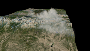 Visualization of east troublesome fire from Estes Park in VAPOR
