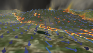 Visualization of east troublesome fire from grand lake in VAPOR